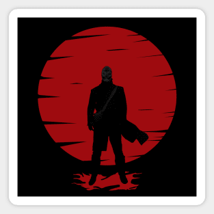 Post apocalyptic masked vigilante red sun Magnet